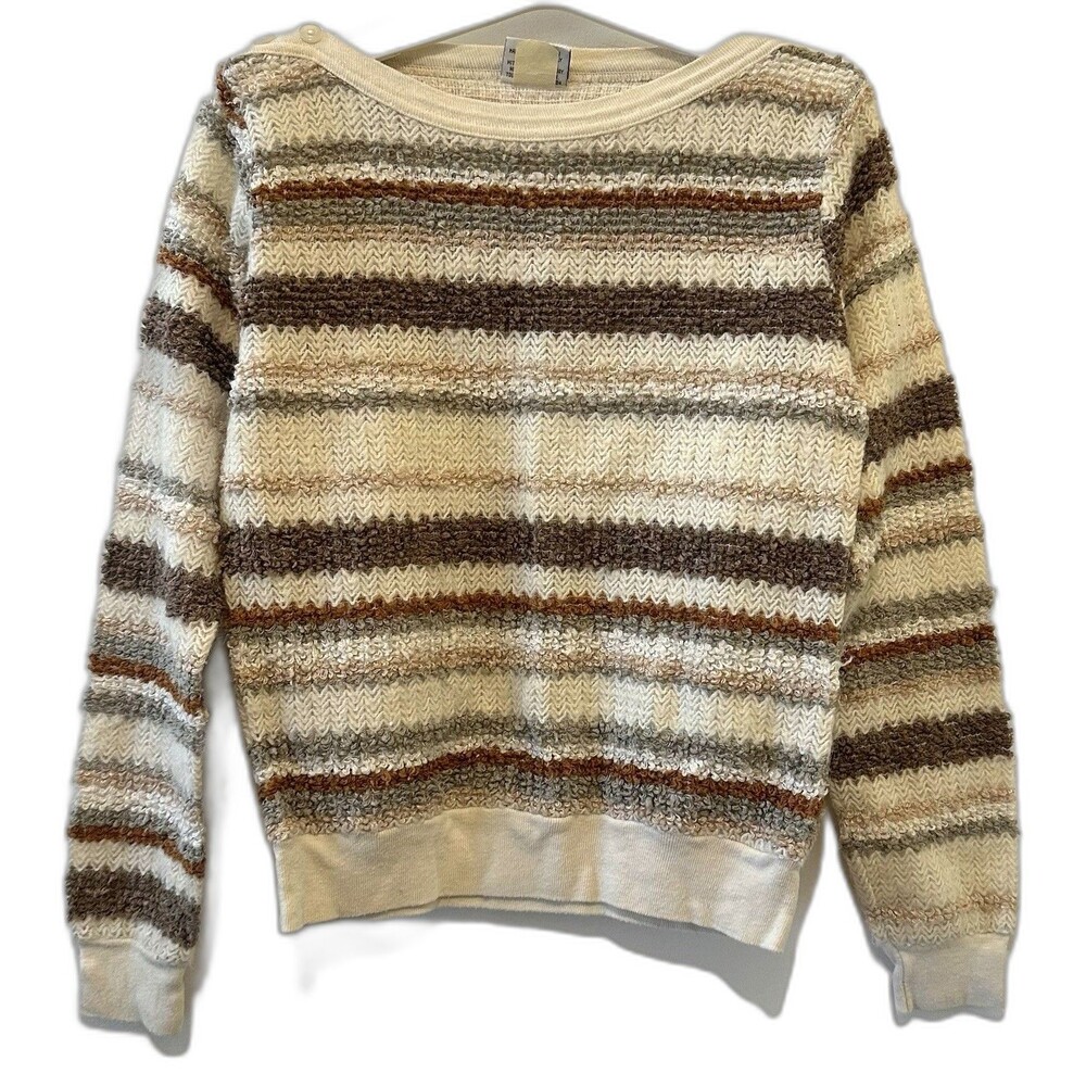 Vintage Arlene Striped Sweater – Made in USA – Size M 80s Rayon Blend Boat Neck